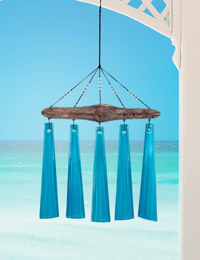 Design Studios Sea Breeze Glass Wind Chime, Turquoise - Image 2
