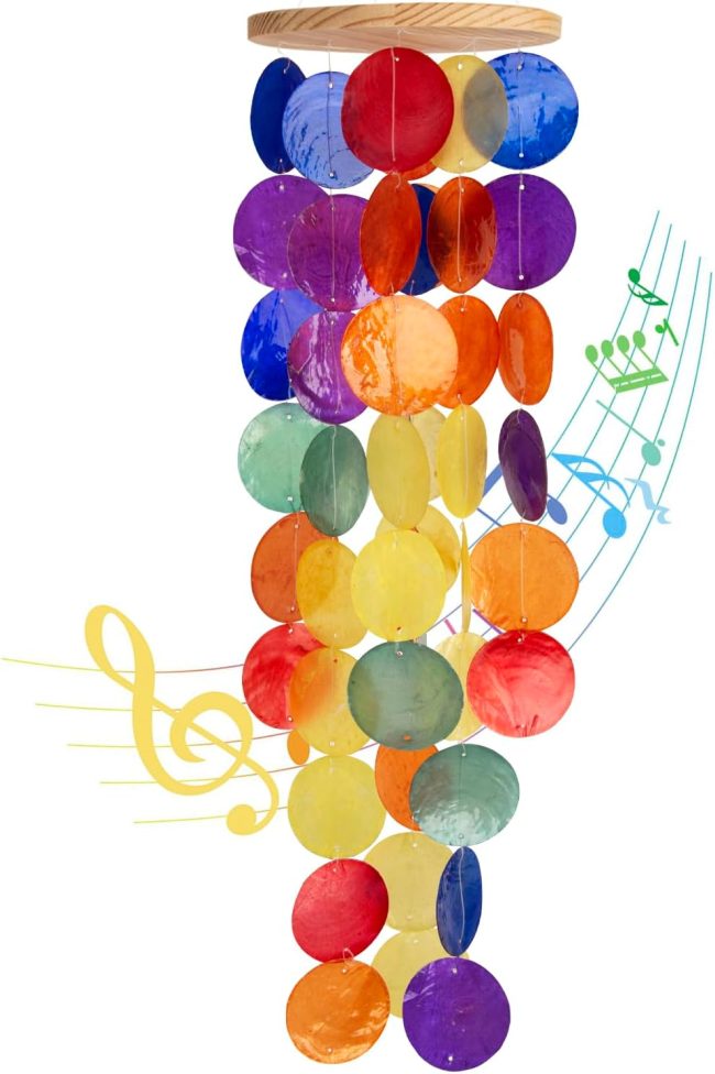 Wind Chimes for Outside - Handcrafted Rainbow s Windchime Coastal Style Decor for Indoor/Outdoors, Garden Decor, Great Gift for Women, Wind Chimes Lovers and More