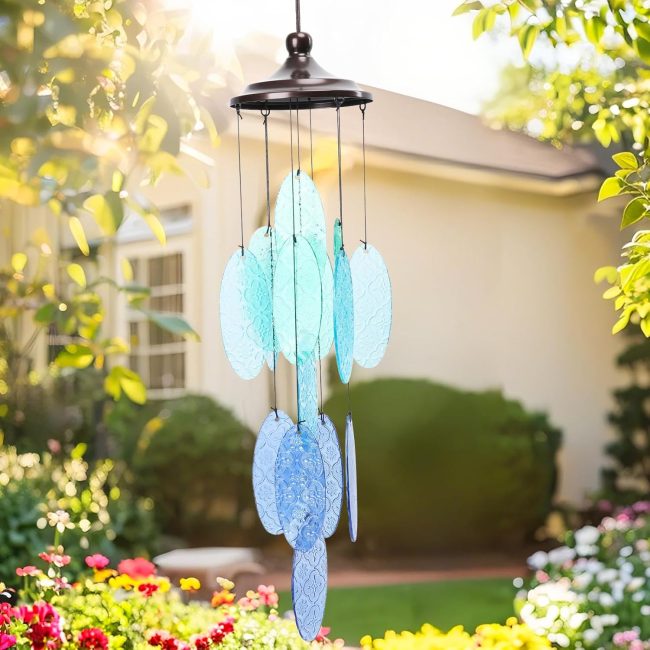 Wind Chimes for Outside, Stained Glass Wind Chime Windchimes for Patio, Outdoor,Garden,Yard,Coastal,Window,Home Decor or Gifts for Women