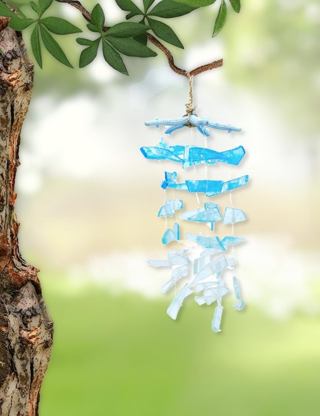 Seaglass Starfish Windchime Hanger, 9" Long Coastal Beach Mobile - Image 2