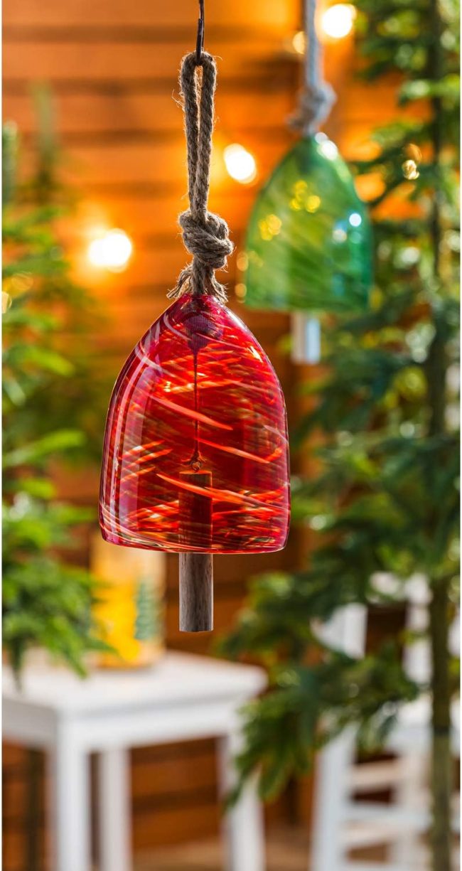 Beautiful Decorative Art Glass Speckle Red Bell Wind Chime - 6 x 6 x 8 Inches Fade and Weather Resistant Indoor/Outdoor Decoration for Homes, Yards and Gardens - Image 2