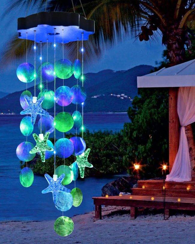 Solar Wind Chimes for Outside, s Light Gifts for Mom Grandma Women Wife Girls, Waterproof Solar Outdoor Decorative Mobile Light for Holiday Garden Porch Yard Outdoor Decor (Blue & Green)