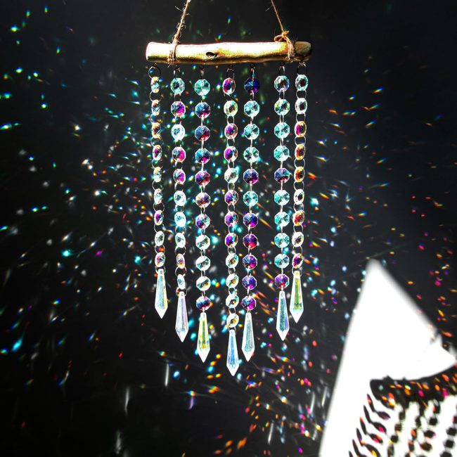 Hanging Crystal Prism Suncatcher Ornament Crystal Wind Chimes for Outside Colorful Glass Beads Chain Pendant Decorative - Image 2