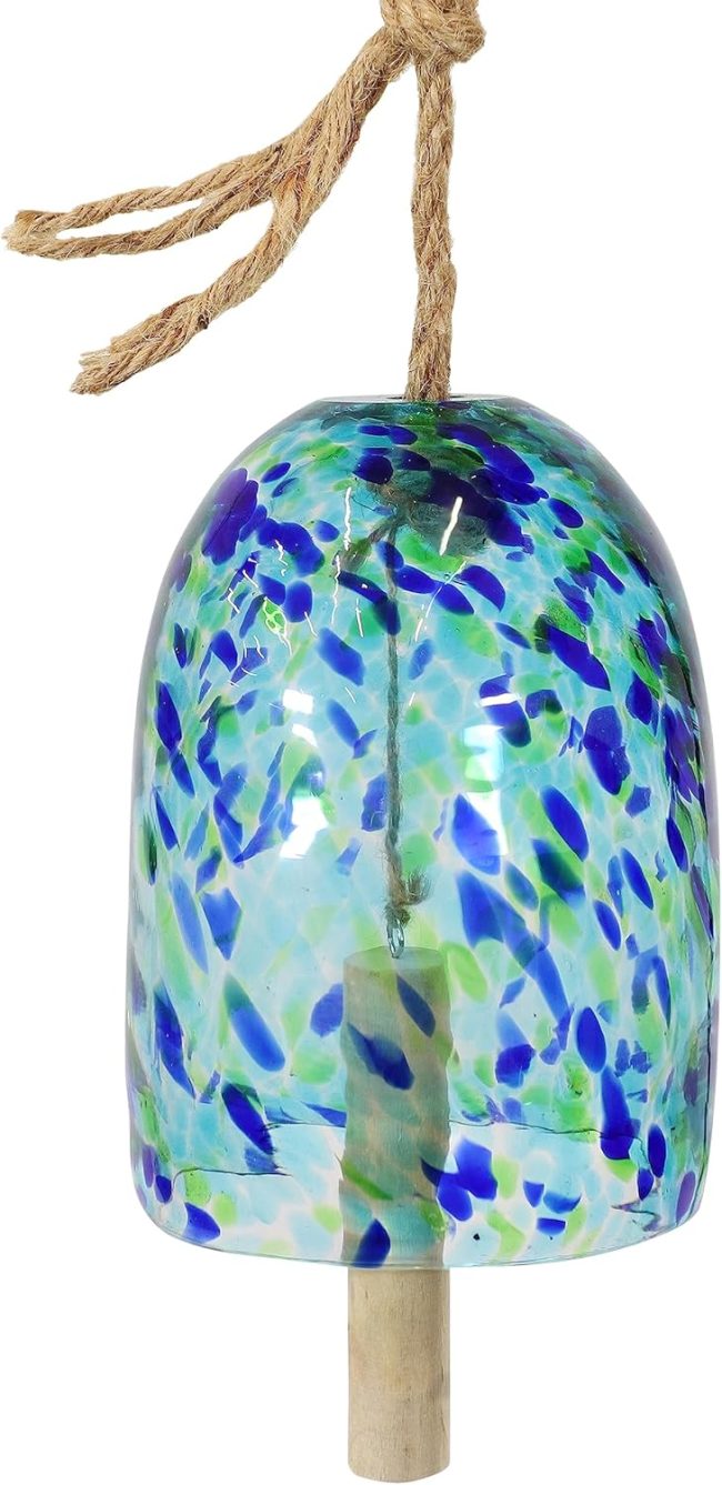 Natural Melody Wind Bell - Painted Glass Wind Chime Bell for The Patio, Deck, or Porch - 7.5" -