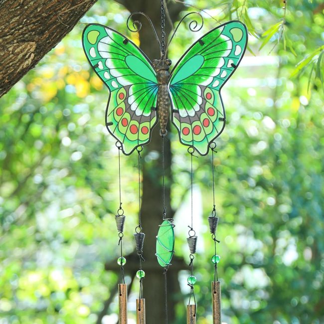 Wind Chimes, 40" Butterfly Glass Wind Chime Colourful Wings Decorative Memorial Sympathy Gift Mom for Home, Outdoor, Yard, Patio,Garden Decor - Image 2